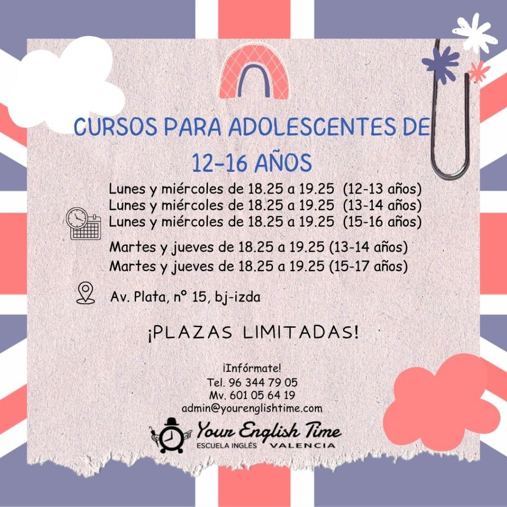 Curso de inglés para adolescentes de 12 a 16 años en Valencia