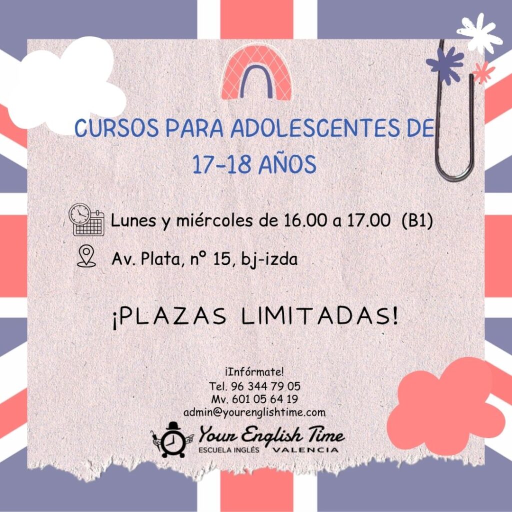 Curso de inglés para adolescentes de 17 a 18 años en Valencia