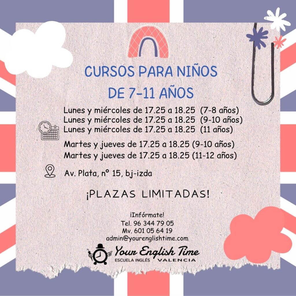 Curso de inglés para niños de 7 a 11 años en Valencia